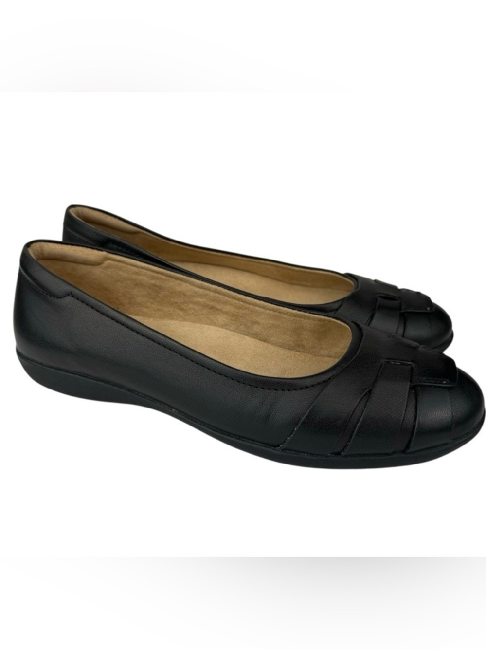 Naturalizer Freeport Black Leather Slip On Flats Women’s Size 9 Comfort Shoes